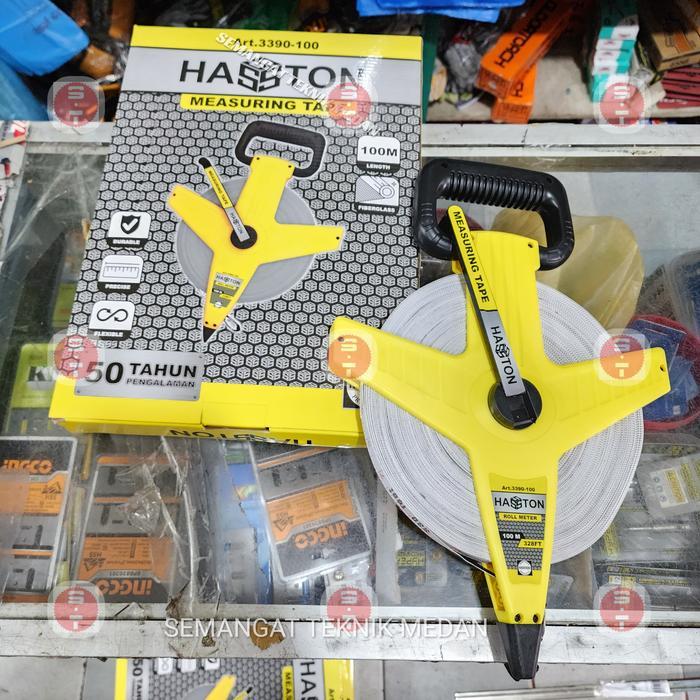Meteran Gulung Fiber Kain Roll Tape Measure 100M 100 M Meter Hasston