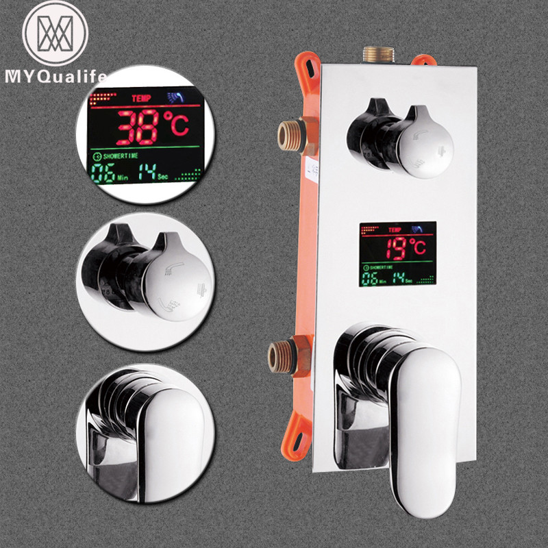 Wall Mounted Digital Shower Mixer Valve Control with Display Intelligent Pre-box Bath Shower Panel