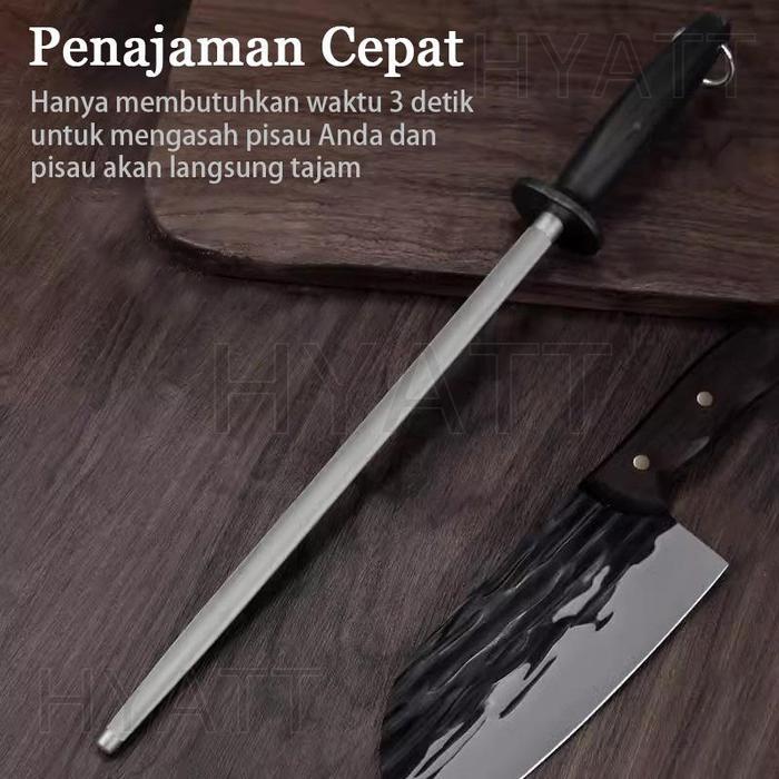 Pengasah Pisau Daging Asahan Pisau Stik Stainless Steel - Alat Pengasah Asah Pisau Tongkat - Knife