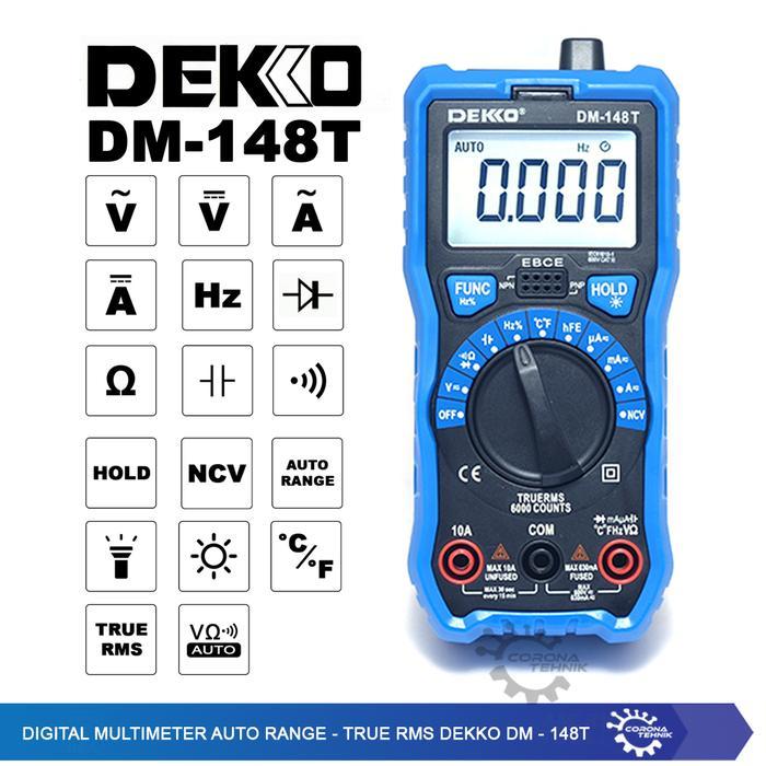 Digital Multimeter Auto Range - True Rms - Dekko Dm-148T