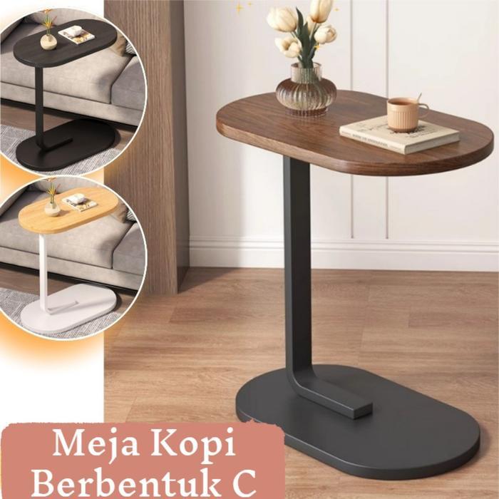 Informa - Meja Samping Sofa Kabinet Samping/Meja Kopi Berbentuk C/Meja Belajar Portabel/Meja Kopi