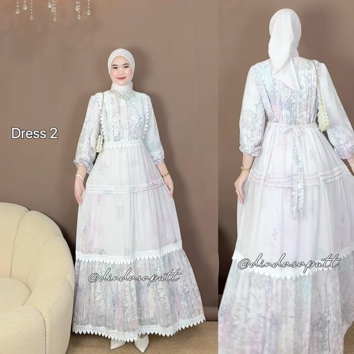 Dania Dress Ceruti Motif Terbaru - Abaya Gamis Brukat Baju Kondangan Gaun Muslim Wanita Dewasa