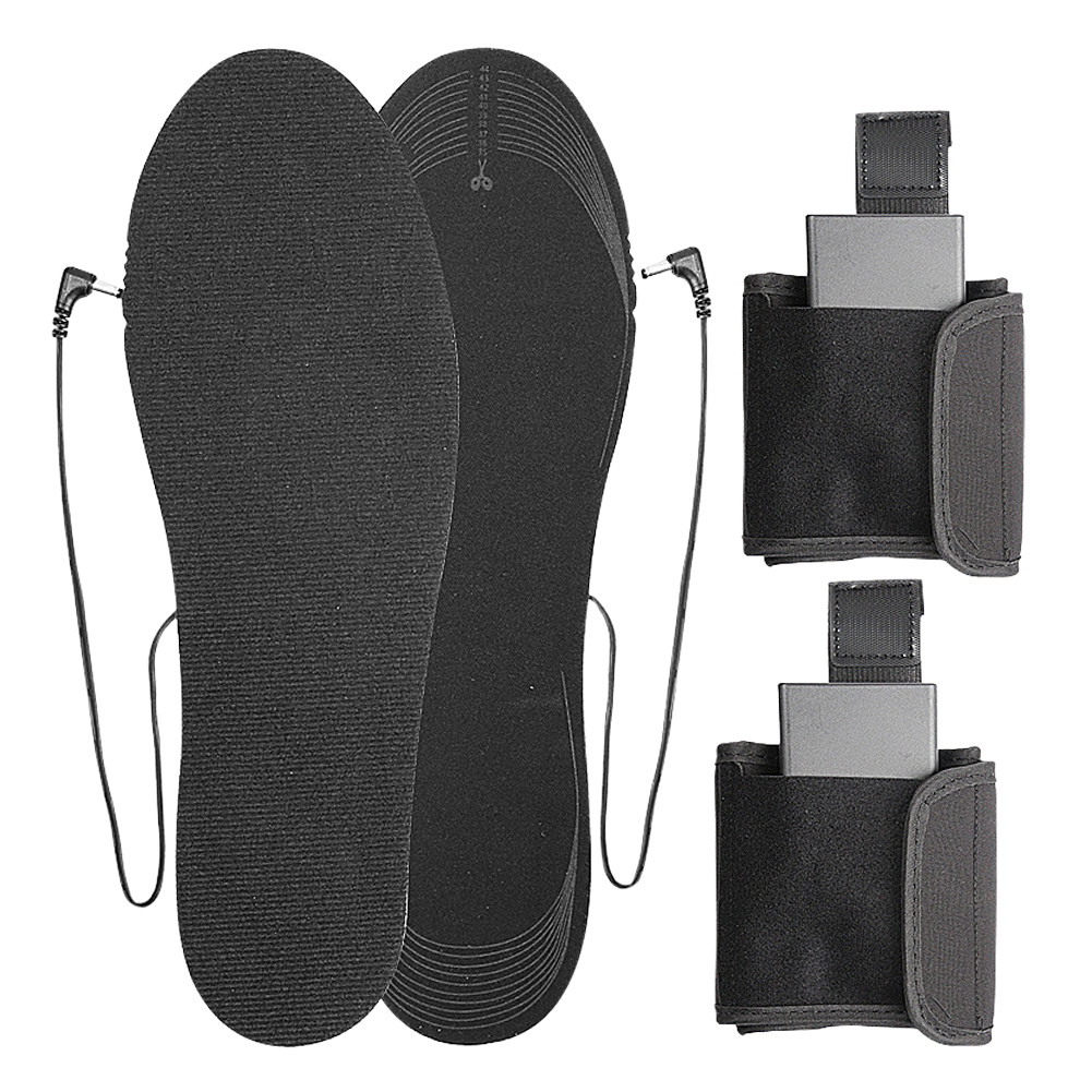 Electric Heated Insoles with Battery Box Winter Heating Insoles Washable Outdoor Thermal Insoles for