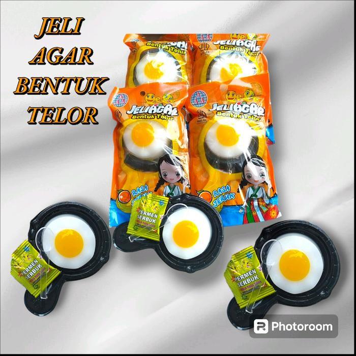 Paket 30 Pcs Jelli Agar Bentuk Telor Ceplok - Jelly Dengan Serbuk Rasa Buah Food Jeli Makanan