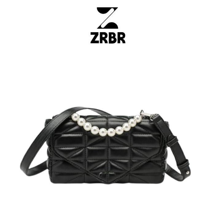 Aerostreet.Shoes - Tas Wanita 2025 Selempang Bahu, Rantai Mutiara, Motif Berlian & Kotak Mini Kulit