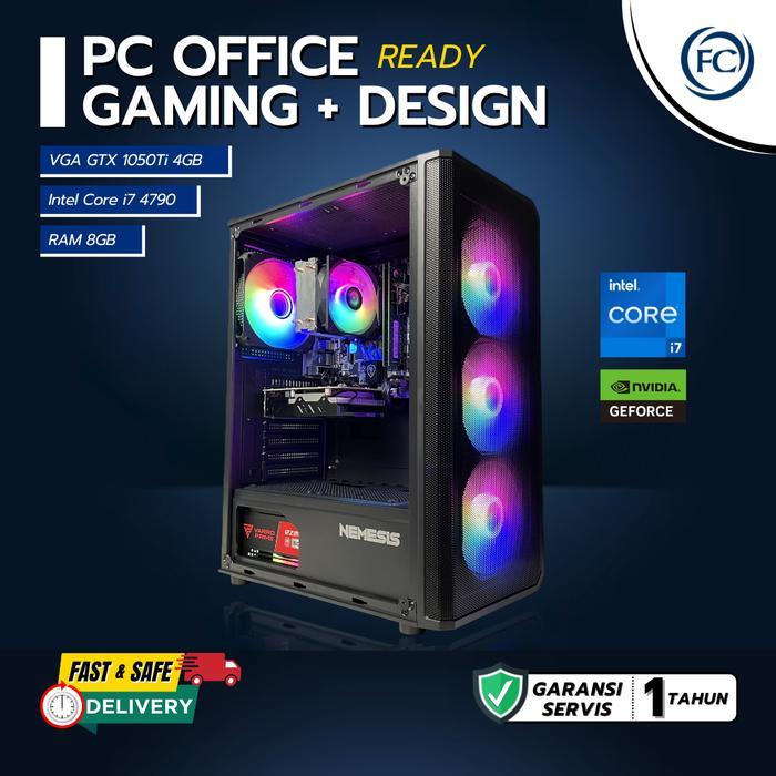 PC GAMING i7 1050 Full Set Keyboard Mouse Speaker RGB +Monitor Gaming - PC nya SAJA
