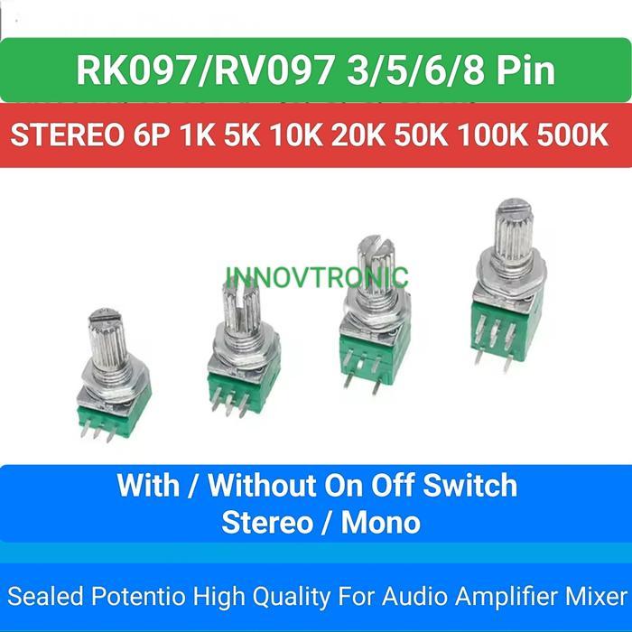 Potensio Hijau Segi 5.8mm 6Pin Stereo B1K 5K 10K 20K 50K 100K 200K 500K Super Quality Shielded