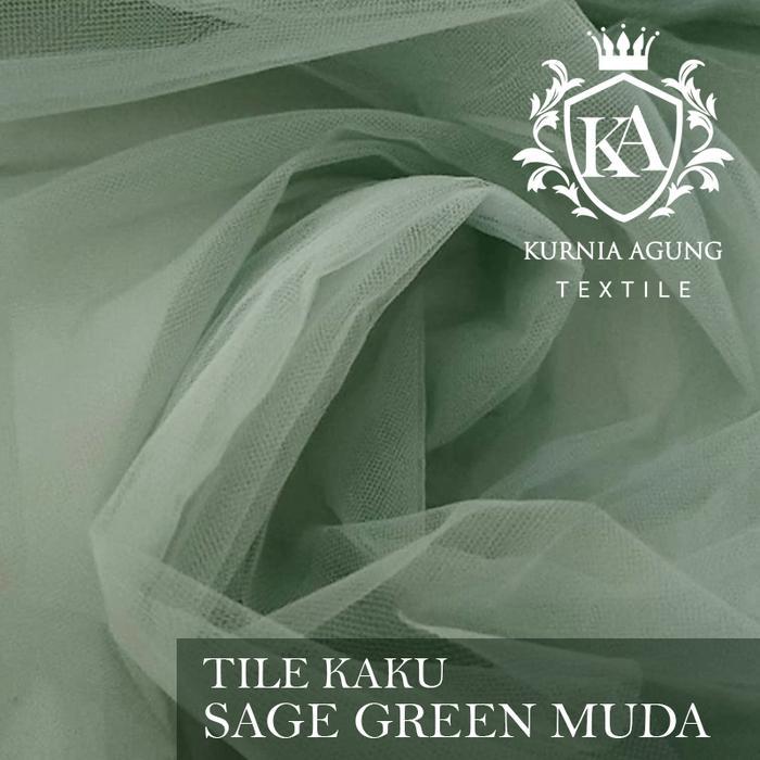 Kain Warna Sage Green Polos Soft Tile Satin Organza Furing Meteran Polos Bahan Gamis Wanita Dress