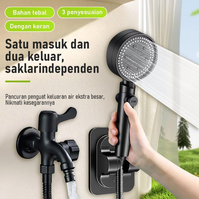 Toto - Kepala Shower Mandi Hitam Premium 5 Mode Air Shower Set Head Shower Handheld Shower Kamar