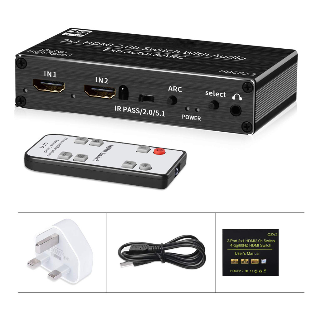 4K 120Hz HDMI audio extractor 4K Support 5.1CH 2 Port HDMI to HDMI Audio ARC Switch with audio
