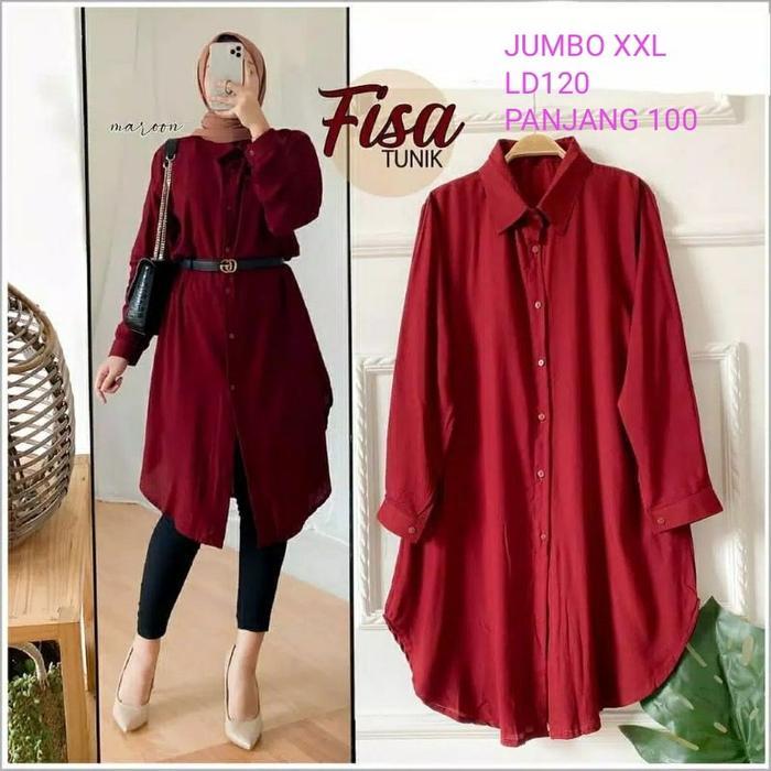 "New" Tunik Fisa Tunik Jumbo Ld120 Oversize Tunik Wanita Busui dan Bumil Friendly Tunik Muslimah