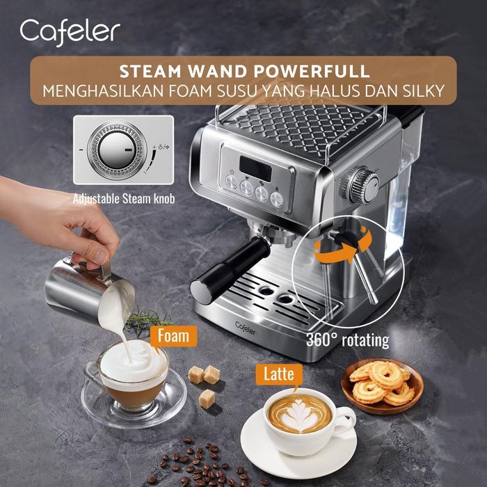 CAFELER MESIN KOPI ESPRESSO 20 BAR COFFEE MAKER STAINLESS STEEL