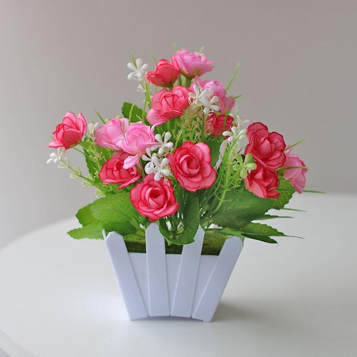 "New" LDG Pot41-44 Tanaman Bunga Cosmos Artificial Dekorasi Rumah Plastik Tanaman Pot Hias Seruni