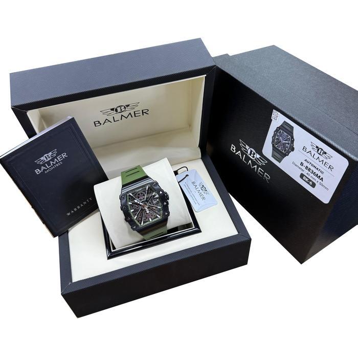 Sedia Balmer B-8836MA Jam Tangan Pria AUTOMATIC 8836 RM Silicone Sapphire Hijau