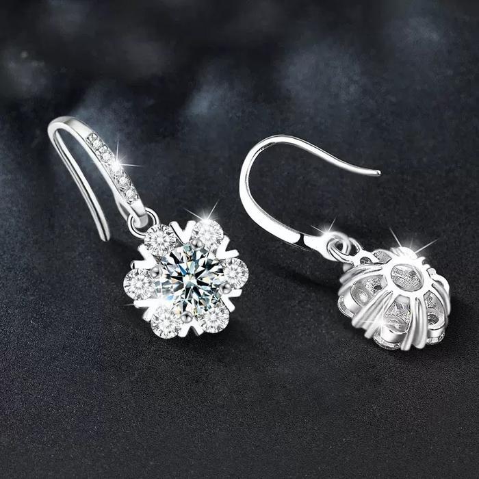 ser Anting kait telinga berbentuk hati Moissanite, anting-anting, anting-anting Moissanite empat