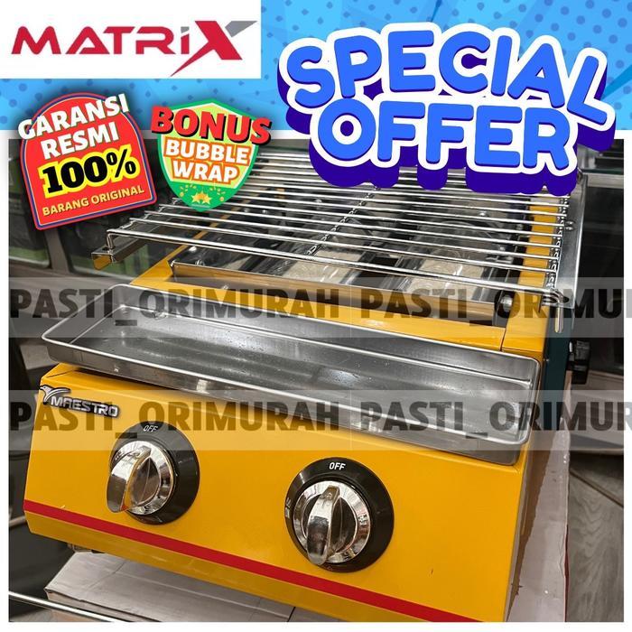 Kompor pemanggang sosis bbq BBQ MAESTRO grill gril alat panggang kompor bbq Gas roaster 2 tungku MT