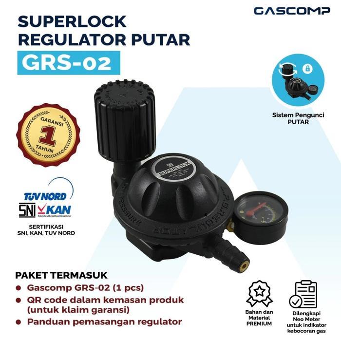GASCOMP Regulator Meter Superlock Putar (GRS-02) Regulator Gas Superlock Regulator Gas Aman