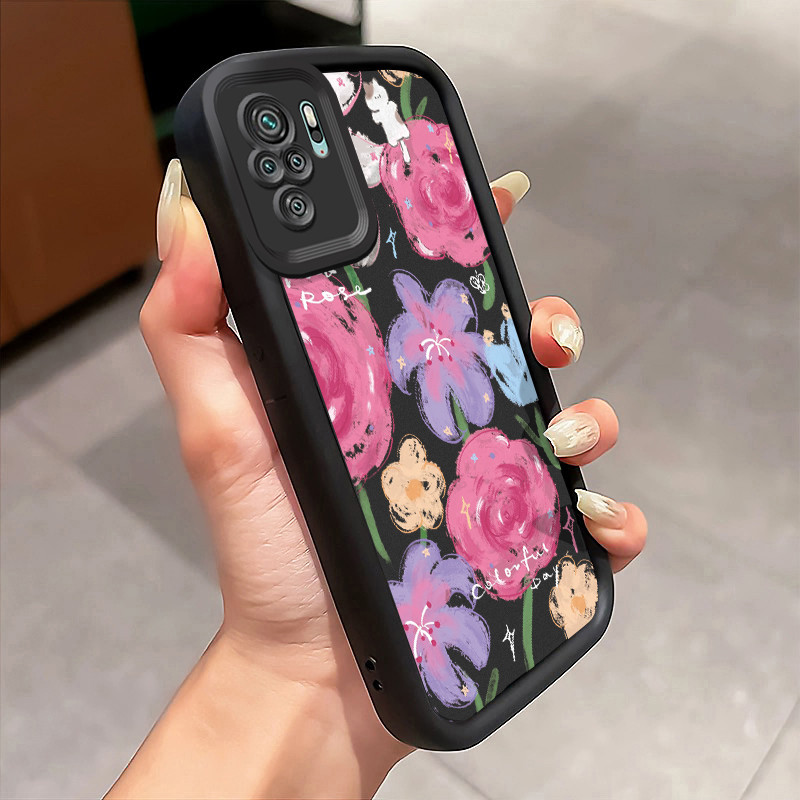 Casing Hp Xiaomi Redmi Note 10 Redmi Note 10s Redmi Note 10 Pro POCO M5s Case Lukisan minyak bunga u