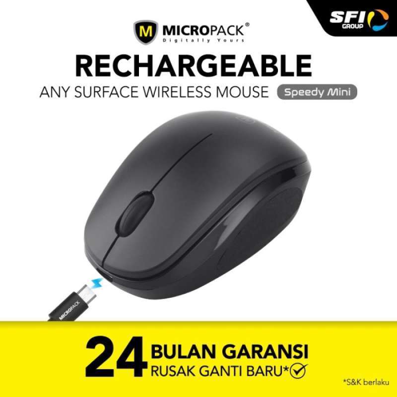 Mouse Wireless Rechargeable Micropack Blue Tech BT751C - Black