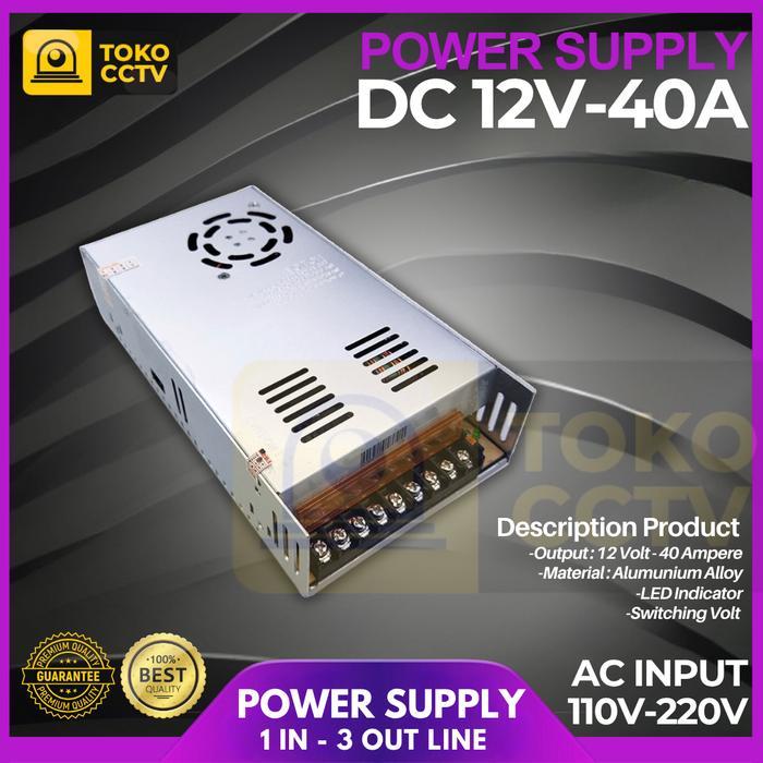 Terbaru Power Supply 12V/40A Switching Psu 12 Volt 40 Ampere