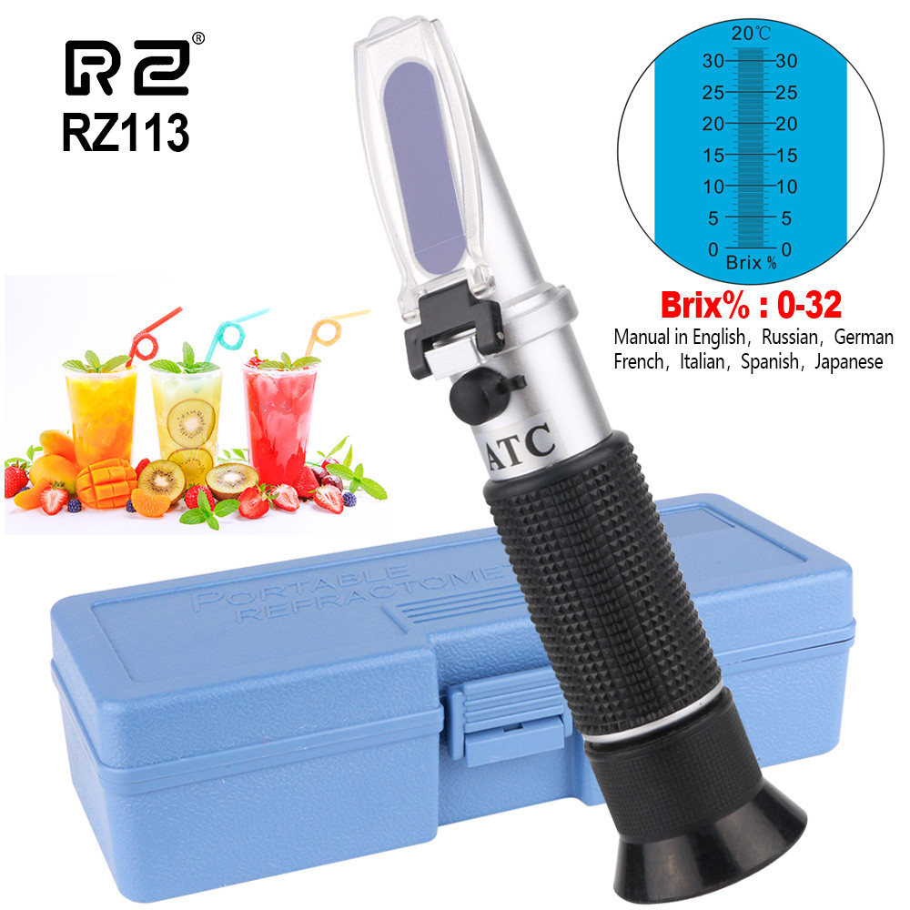 RZ Refraktometer Brix Genggam 0 Hingga 32 Brix Penguji Gula Brix Meter Susu/Buah/Jus Anggur Meteran 
