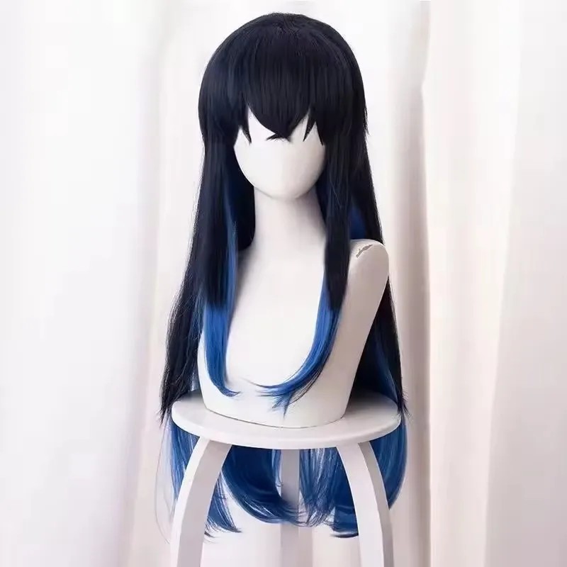 Demon Slayer Hashibira Inosuke Wig Sex Reversal Ombre Blue Synthetic Wigs Hashibira Inosuke Cosplay