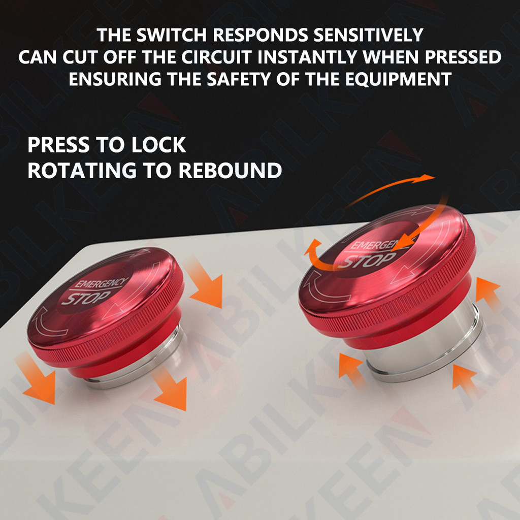 ABILKEEN 16/19/22MM Rotary Emergency Stop Switch 0~250V 3A 1NO1NC/2NO2NC Power Control Rotary Knob
