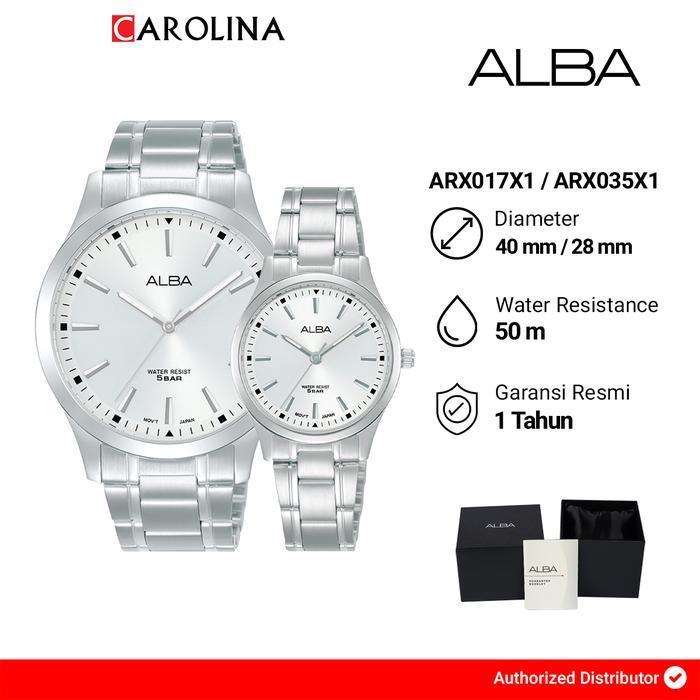 Jam Tangan Couple Alba Arx017X1/Arx035X1 Silver Dial Stainless Steel Strap