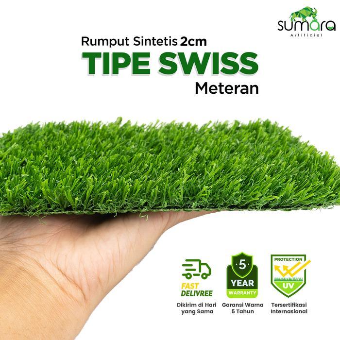 Rumput Sintetis Swiss 2cm Standar - Karpet Rumput Hijau Murah Dekorasi Taman, Dinding & Indoor
