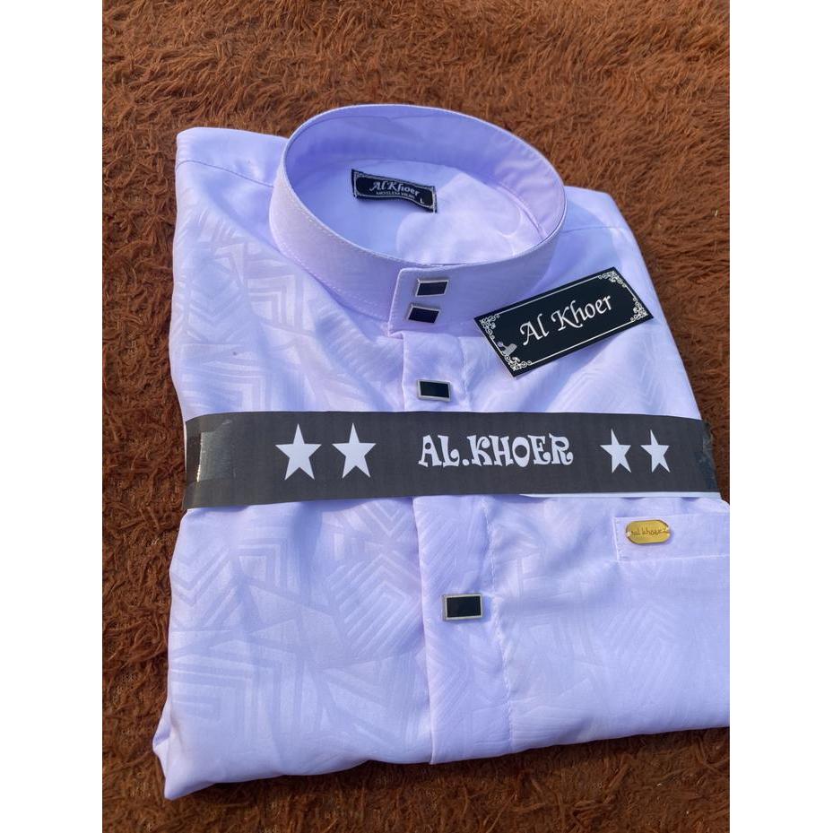 Diskon Kemeja Koko Muslim Kemeja Formal Putih Bahan Embos Koko Lebaran 2024 Motif Sultan