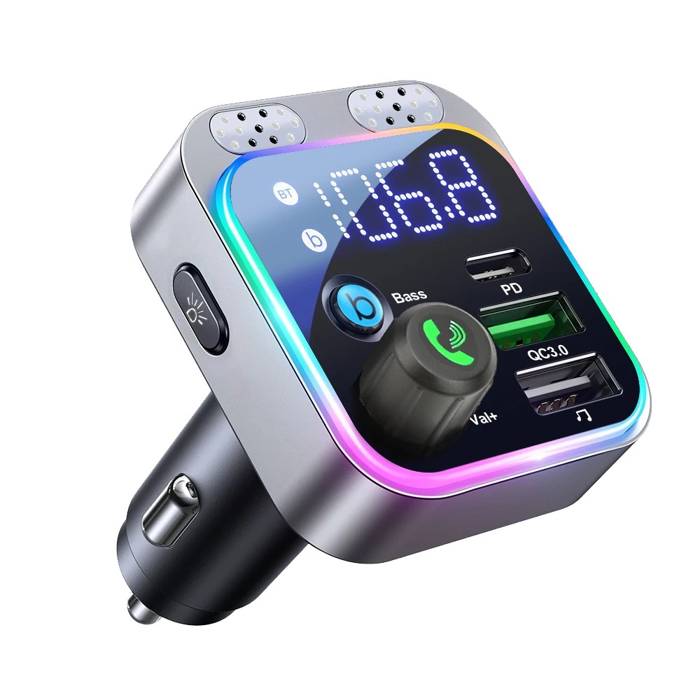 Car Bluetooth FM Transmitter Bluetooth 5.3 FM Transmitter 3 Ports Charger For Car FM Car Fast