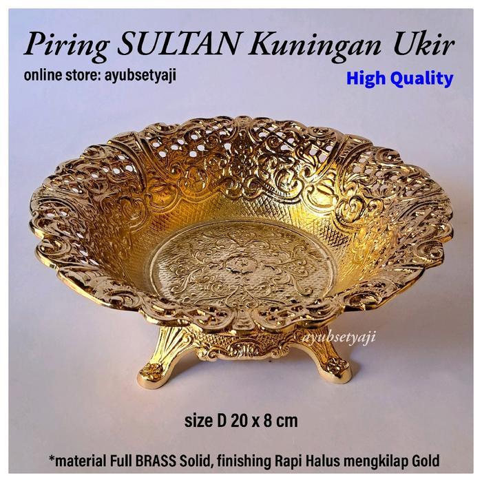 Piring Kuningan Sultan Bulat ukir 02 size 20cm Dekorasi Piring Hias BRASS antik Cawan batik mangkuk