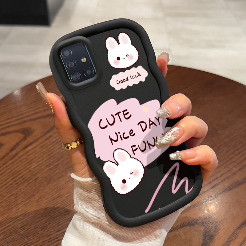 Casing Hp Untuk Samsung A51 M40s Case Cartoon rabbit Cesing Wave Gelombang Kesing Frosted Silikon Ka