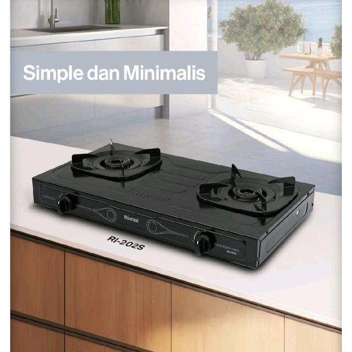 Kompor Gas Rinnai RI 202 S 2TUNGKU / Rinnai RI 202S 2 Tungku Teflon