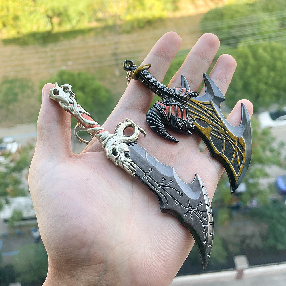 God Of War Keychain Kratos Axe Leviathan Keyring Keychain Blades Of Chaos Swords Pendant Llaveros