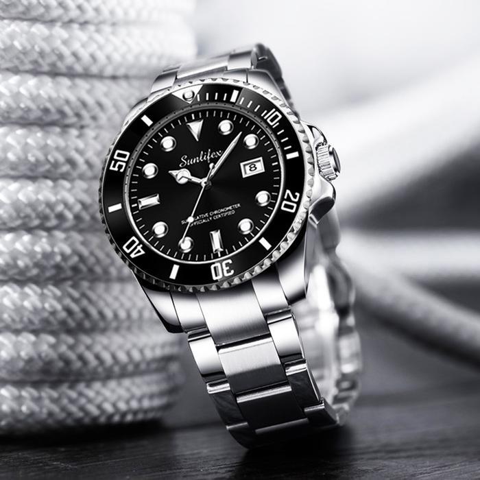 Sunlifex Jam Tangan Pria Bercahaya Bisnis Kuarsa Jam Tangan Laki