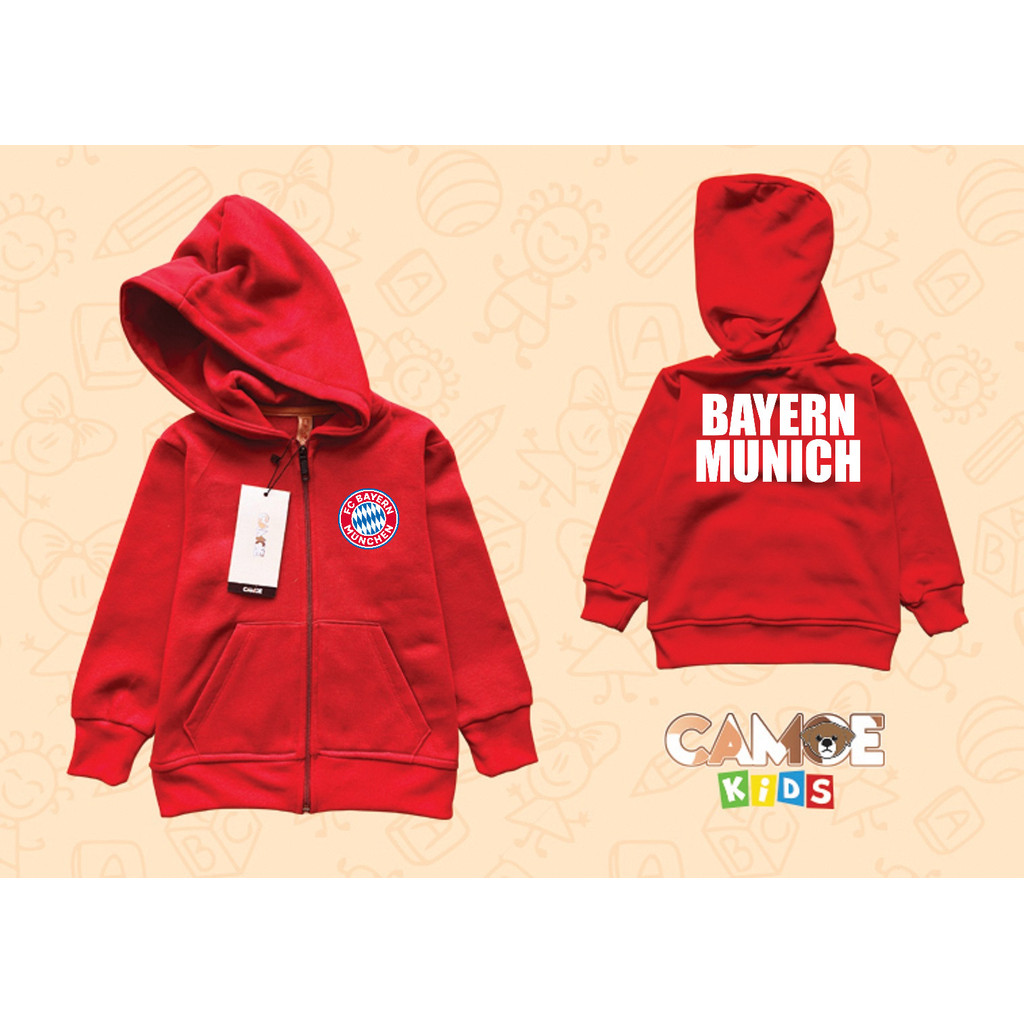 Jaket Hoodie Zipper Anak KIDS Bayern Munich Munchen FC Logo