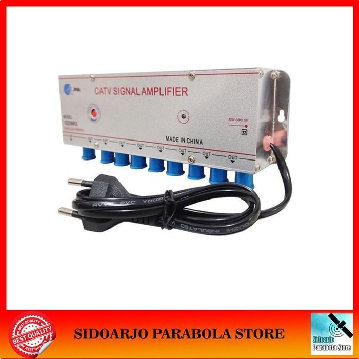 Penguat Sinyal Booster Antena Tv Uhf Vhf Digital & Tv Kabel Catv Amplifier Splitter 8 Way 20Db