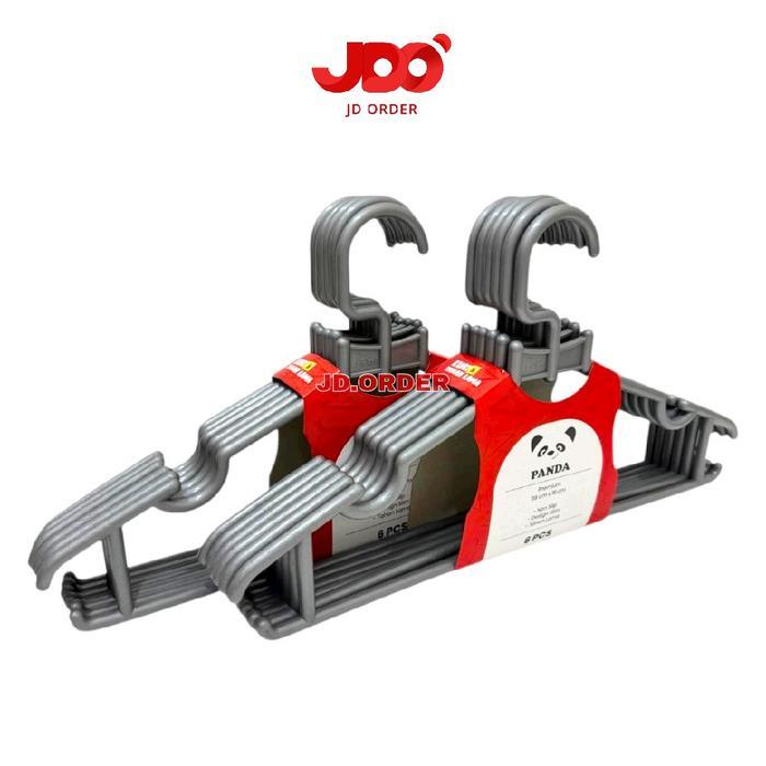 JDO Hanger Dewasa Premium Silver Panda 1 Lusin 12Pcs Plastik Tebal 38x19cm Gantungan Baju Dewasa