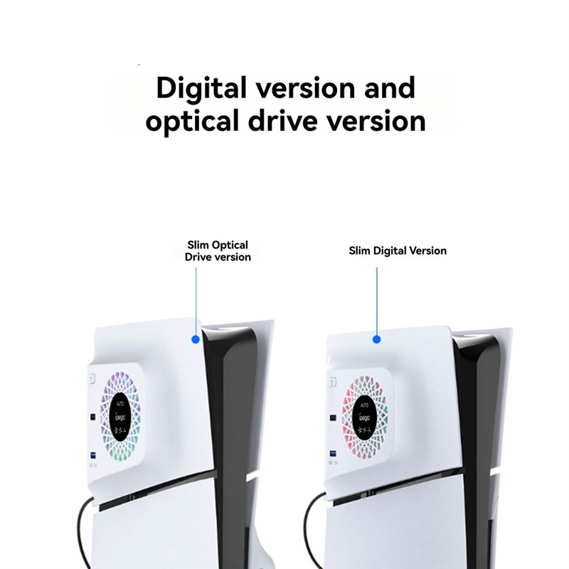 IPEGA For PS5 SLIM Temperature Controlled Cooling Fan With Cooler + USB, HUB With RGB Lights