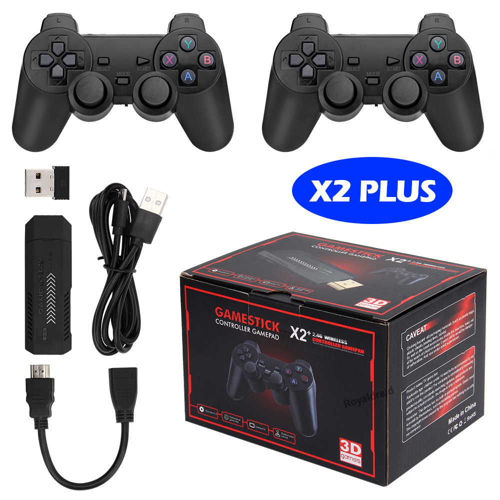 NEW X2 PLUS Video GameStick 1080P Console 2.4G Double Wireless Controller 41000 Games 128GB Retro Ga