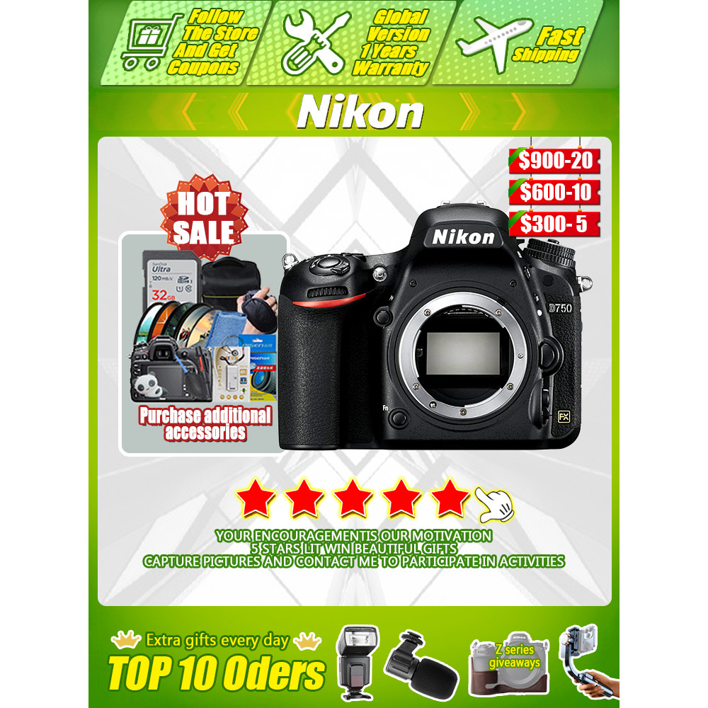 Nikon D750 DSLR Camera Body  Full frame, full HD, professional SLR camera