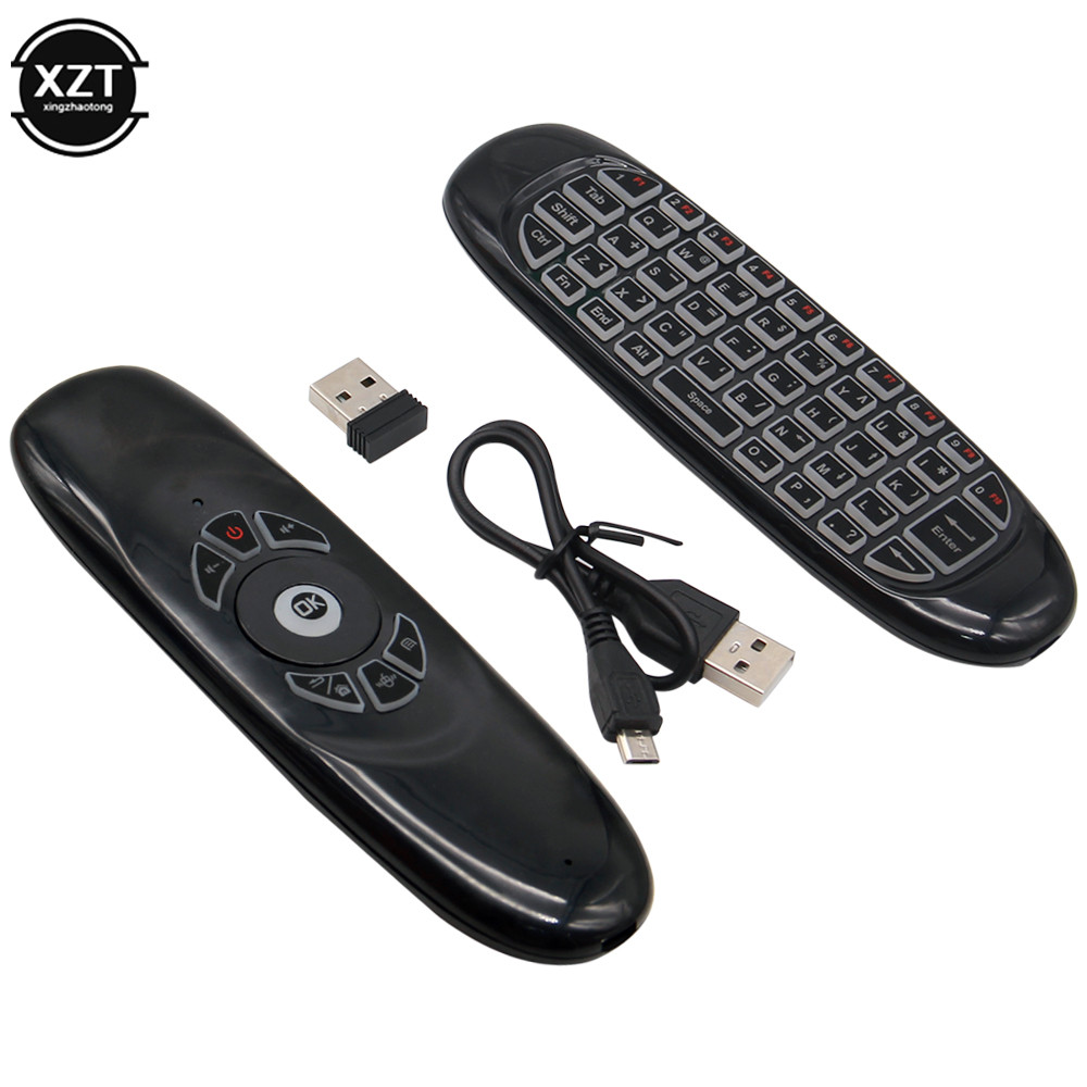 1Pcs New 2.4G RF Remote Control Air Mouse Wireless Keyboard Voice Backlight C120 for Android Smart T