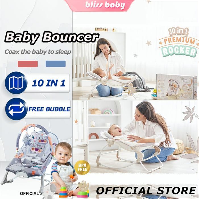 Bouncer Bayi Ayunan Bayi 10in1 Premium Kursi Goyang Manual & Otomatis Bouncer Bayi To Up 25 kg