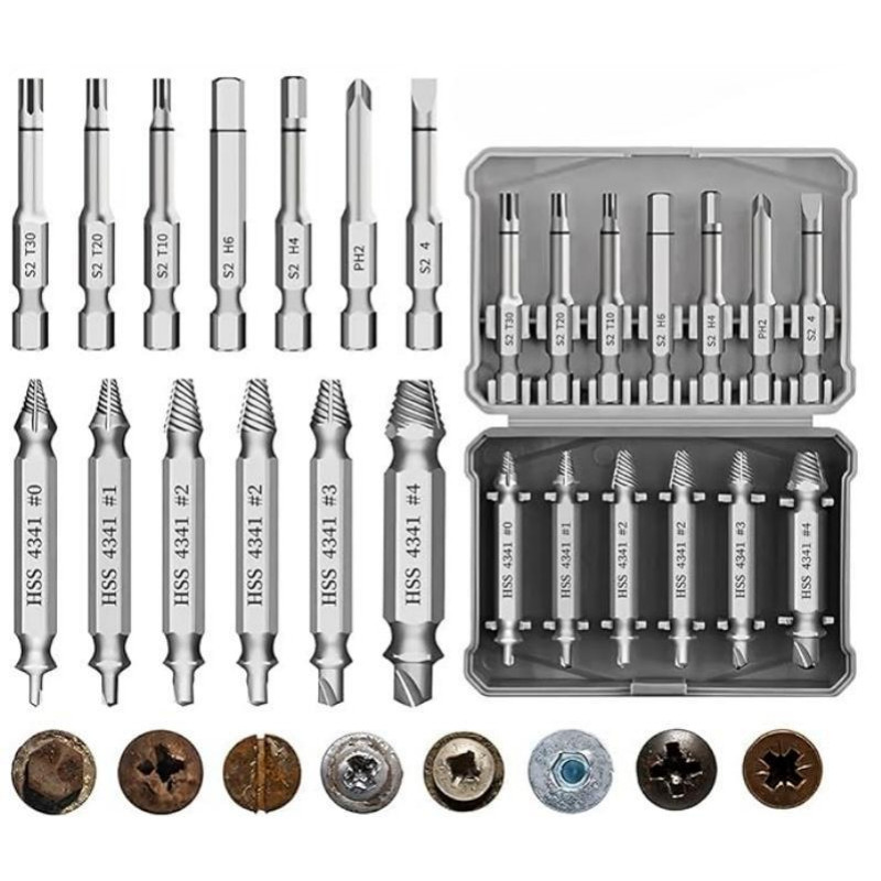 13 Pcs Damaged Screw Extractor Set Easy Out Screw Extractor, Stripped Screw Extractor Set Of Rusty