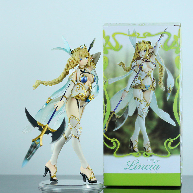Anime Girl Figure Elf Village 3rd Villager Lincia Halberd PVC Statue Collectible Model Toy