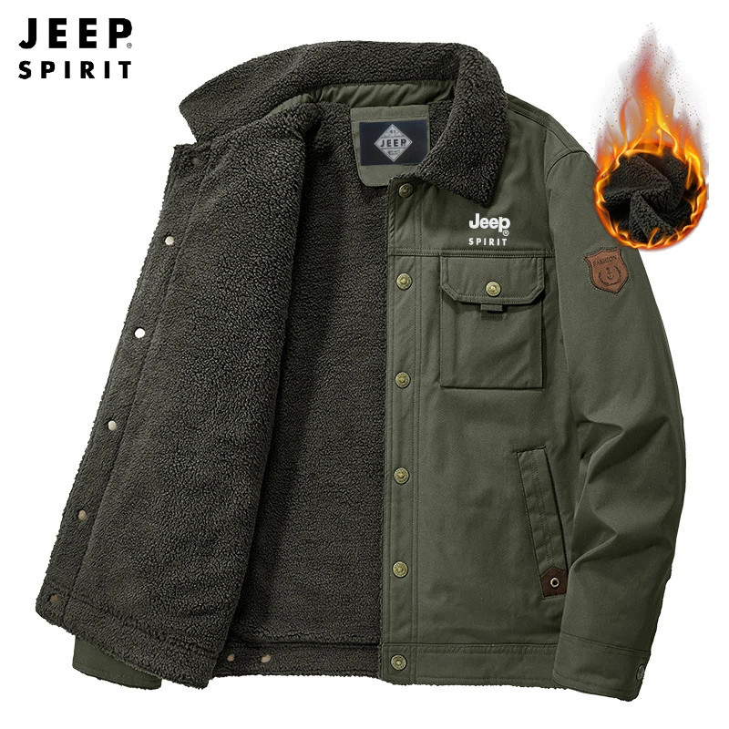 Jeep Spirit Jacket Men Outdoor Sports Autumn Winter Thickening Plus Down Jacket Warm Cotton Clothing