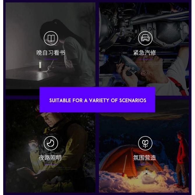 Senter Usb Cob Mini Usb Recharger Zoom Led Lampu Zoom Untuk Camping Senter Mini