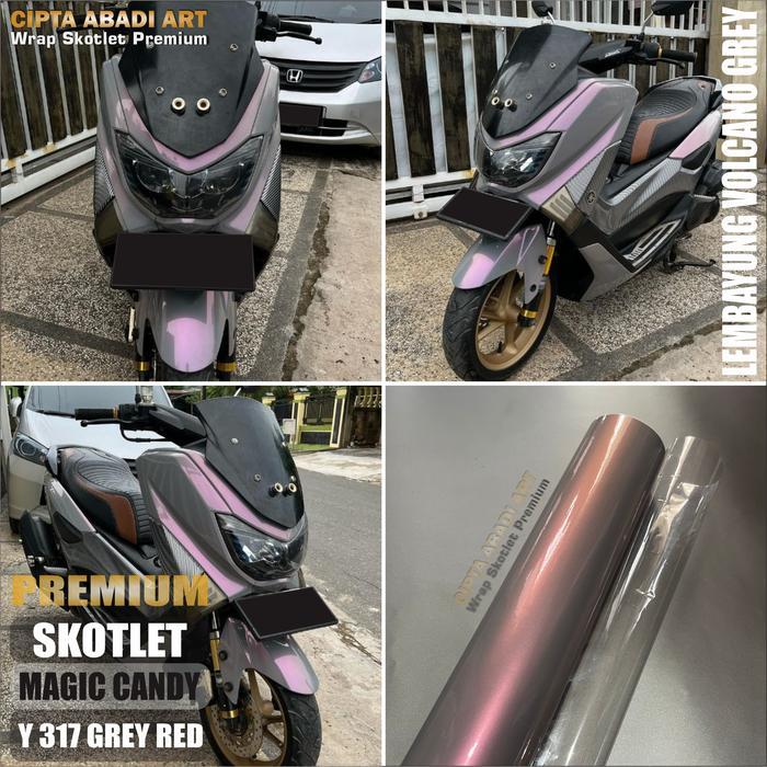 Stiker Skotlet Motor Putih Silver Lembayung Ungu Merah Biru Premium