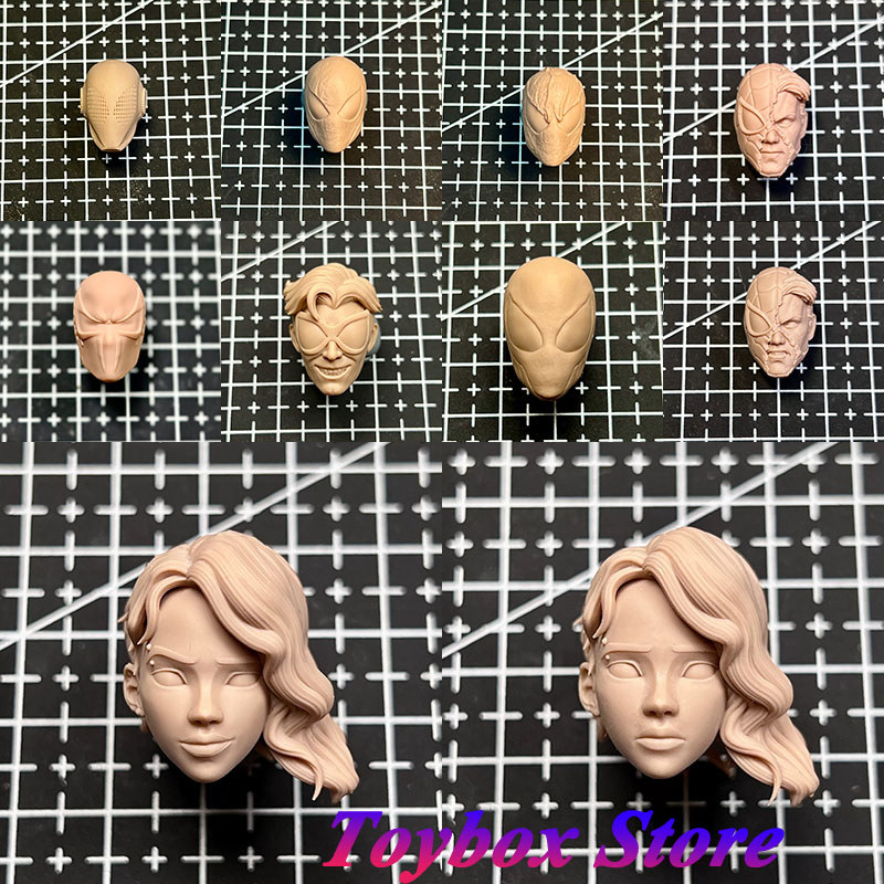 1/12 Spider Man Peter Parker Unpainted Head Sculpt ps4ps5 Marvel Anime Gwen Mini Carving Model For